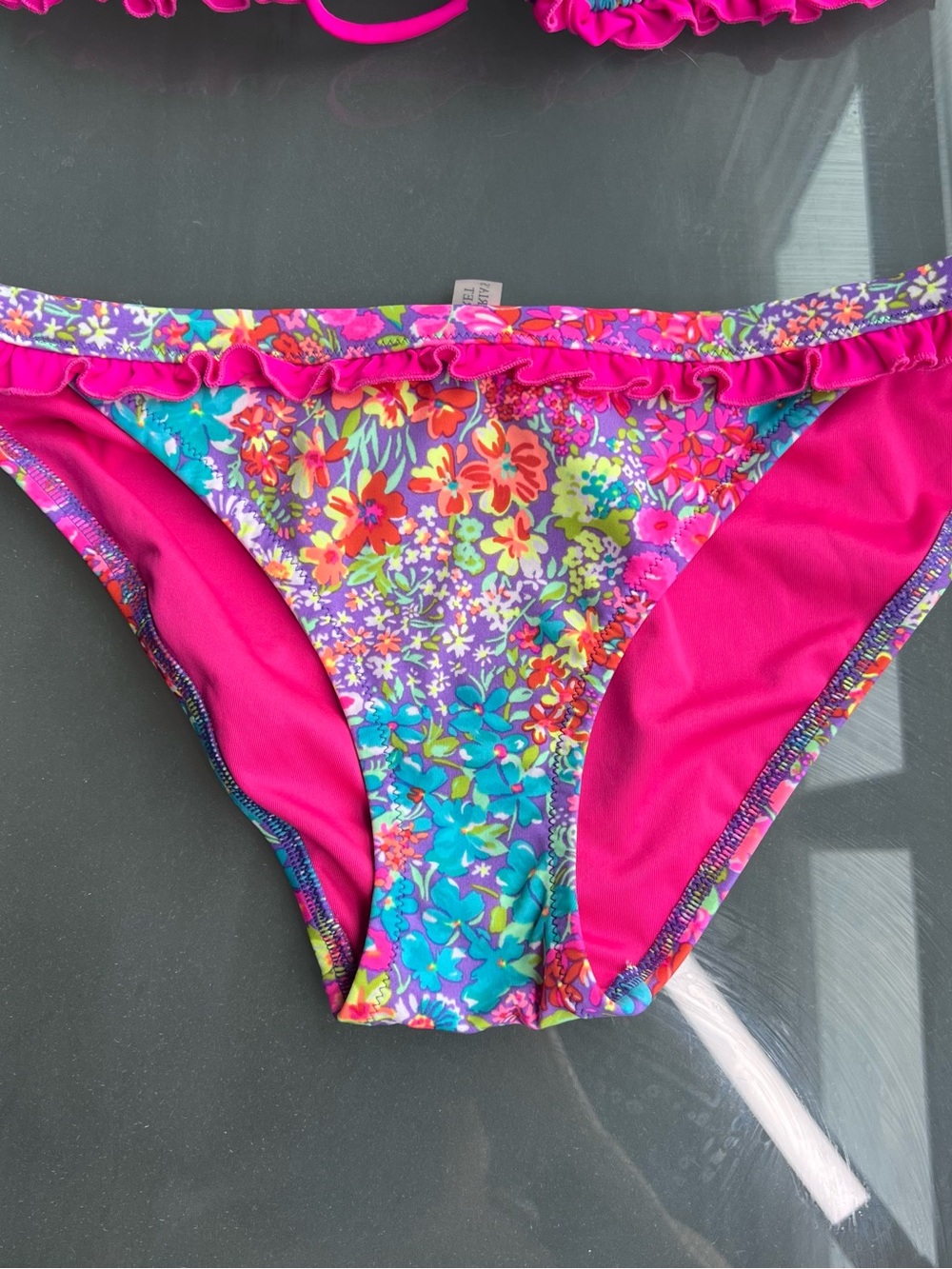 Victoria's Secret Hot Pink Floral Trim Bikini Bottoms - Picture 2 of 8